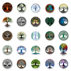 50 pegatinas creativas retro con diseño del árbol <span class=keywords><strong>de</strong></span> <span class=keywords><strong>la</strong></span> <span class=keywords><strong>vida</strong></span> - Product Image 4