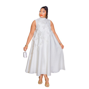 Robes de soirée élégantes et chics pour femmes, de haute qualité, vert uni, blanc, sans manches, droites, longues, amples, mi-longues - Product Image 3