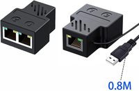 Adaptateur répartiteur réseau RJ45, 1 à 2 ports double femelle USB vers RJ45 avec câble d'alimentation USB Interface LAN Ethernet
