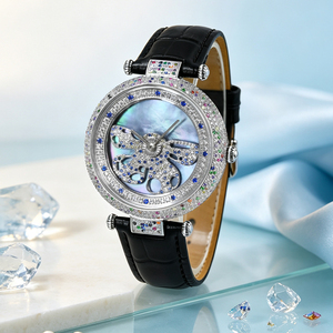 Rotatable Dial Bee Diamond Ladies Watch Sapphire Glass <b>Real</b> Leather Strap Ronda 762 Movement Stainless Steel Women Wristwatch - Product Image 3