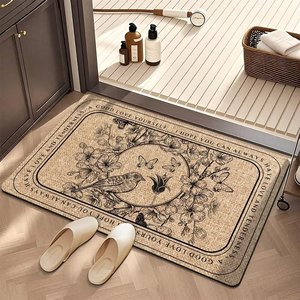 Yongjin Diatomaceous Earth <b>Door</b> Mat 38x58cm 48x78cm 58x88cm Floral Pattern Washable For Bathroom Entryway Living Room - Product Image 1