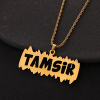 Collier avec plaque nominative en acier inoxydable de style hip-hop pour homme, certifié CE, plaqué or 18 carats PVD, pour un cadeau de la fête des pères