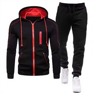Ensemble de survêtements de sport décontractés pour hommes avec logo personnalisé, pour l'hiver, jogging, entraînement, ensembles de sweats à capuche pour équipe, en polaire respirant - Product Image 1