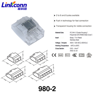 Mini Conector de Cable Eléctrico de Conexión Rápida con Certificación CE, Conector de Terminal de Cable a Presión, Conexiones de Cable 980-2 - Product Image 2