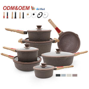 ชุดเครื่องครัวอลูมิเนียมหล่อ13ชิ้นชุดกระทะเคลือบเซรามิกและหม้อพร้อมที่จับแบบถอดได้ - Product Image 1