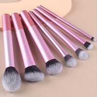 7 pièces rose cheveux synthétiques tube en aluminium ABS poignée marque privée voyage haute qualité professionnel luxe brosse maquillage ensemble