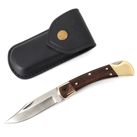 Couteau pliant de survie de haute qualité, manche en bois de santal doré classique, acier 440C, pour le camping, les voyages, la pêche, la chasse, la survie en plein air