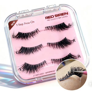 <span class=keywords><strong>Cils</strong></span> <span class=keywords><strong>Faux</strong></span> Invisibles Transparentes Sans Colle Nécessaire Pack de 3 Paires Marque Privée Naturels Pré-collés Autocollants Vente en Gros - Product Image 2