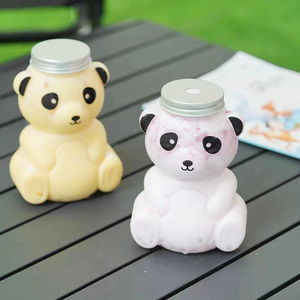 Wholesale 500ml Bear Shape Disposable PET Beverage <b>Bottle</b> for Mineral Water <b>Milk</b> Tea & Juice-Creative <b>Plastic</b> Take-away - Product Image 4