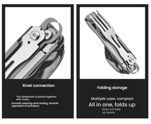 Juego de cubiertos portátiles multifunción de acero inoxidable, cuchillo, tenedor y cuchara, abridor de vino, juego de cubiertos plegables para acampar al aire libre - Product Image 6