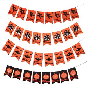 Bandera de <span class=keywords><strong>burla</strong></span> no tejida de Halloween, decoración de escena de Ambiente y suministros de arreglo, banderines de calabaza - Product Image 1
