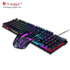 T-WOLF TF200 Conjunto de Teclado e Mouse com 104 Teclas em Espanhol e Russo, Teclado com Iluminação LED e Mouse Gamer para Desktop - Product Image 6