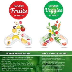 Vente en gros de fruits et légumes naturels 90 gélules Superaliments complets Vitamines et minéraux Fruits 90 gélules végétariennes - Product Image 5