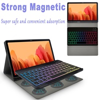 Casing Pelindung Tablet A9plus/S9FE dengan Keyboard Magnetik, Lampu Latar RGB Tiga Warna, Bahan Kulit, Buatan Cina