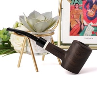 Filtres à pipe en bois d'ébène de haute qualité, formes multiples, avec tige droite courbée et anneau décoratif