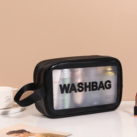 Sac de toilette et de maquillage transparent en PVC imperméable, unisexe, pour voyage