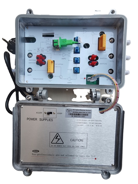 OR600 CATV FTTH Optical Receiver 1550nm -15~0dBm 100~115dBuV 4-Port SC/APC / FC AGC Outdoor for CATV FTTH HFC Network