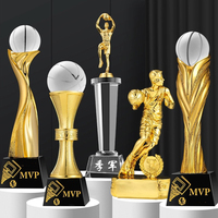 Trophées de cristal de résine plaquée or créatifs chauds Trophées de cristal personnalisés Trophées de médailles de sport personnalisés