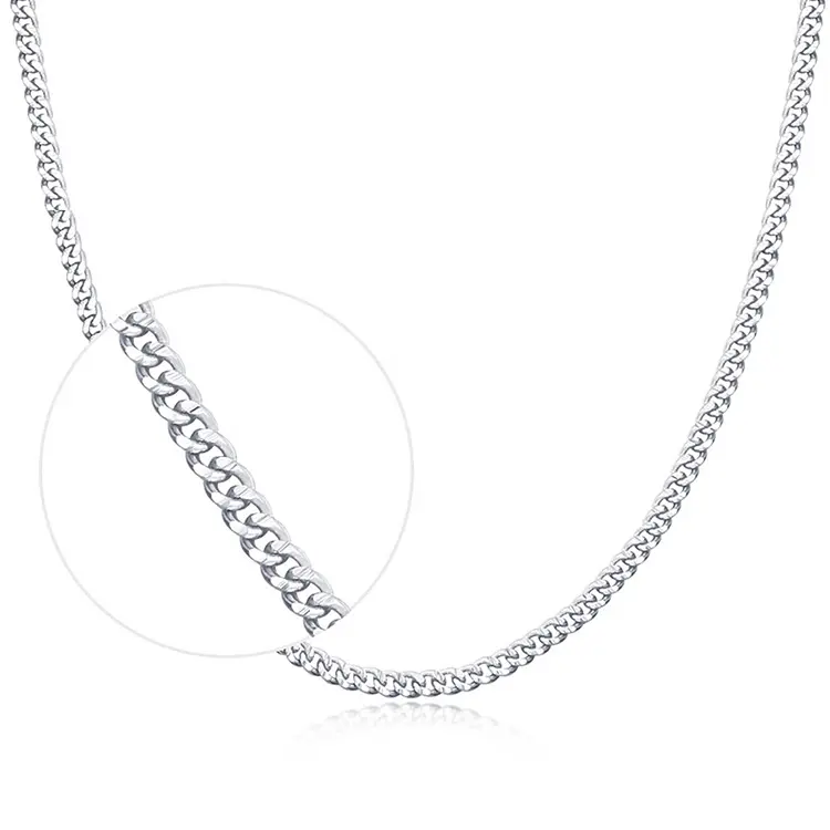 Hot Sale 925 Sterling Silver Curb Cuban Link Chain Necklace Jewelry For Women Men