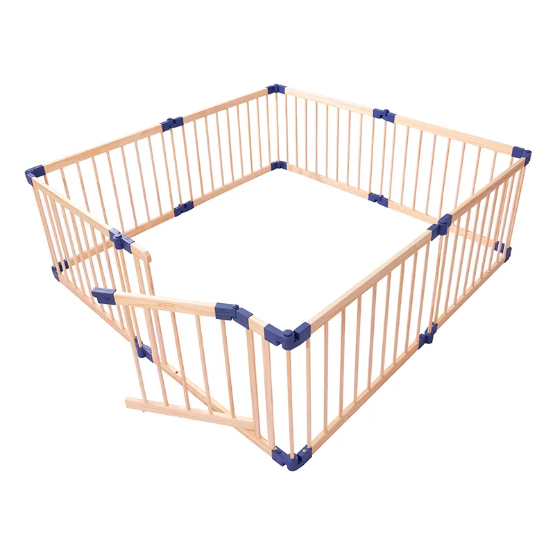 Baby Toddlers Large Adjustable Wooden Playpen with Gate Kids Activity Center