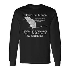 Camiseta de manga larga con estampado 'Outside I'm Human Inside I'm A Rat' - Product Image 1