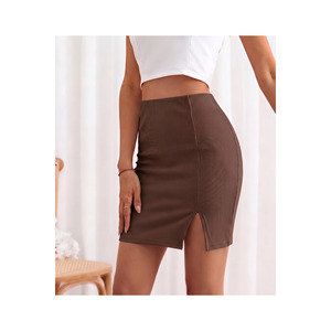 Mini-jupe en tissu ottoman pour femme, taille élastique, longueur 45 cm, vêtement saisonnier - Product Image 2