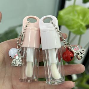 Tabung Lip Gloss Transparan Bulat Plastik 4ml dengan Gantungan Kunci, Bentuk Tongkat Kuas Besar Lucu untuk Halloween - Product Image 3