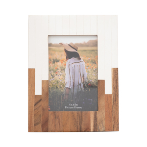 Cornice per foto in resina bicolore 4x6 pollici per decorazioni domestiche, soggiorno, espositore da mensola, da tavolo - Product Image 1