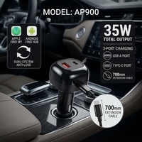 Chargeur de voiture anti-perte Find My & Android Hub, charge rapide 35W, adaptateur allume-cigare double port USB-C 700mm, garantie 1 an
