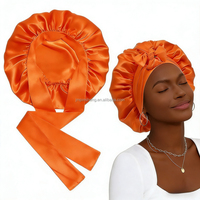 Bonnet en satin coloré personnalisable de grande taille, unisexe, avec lien réglable, soin des cheveux longs, bande élastique double couche, bonnet de sommeil pour