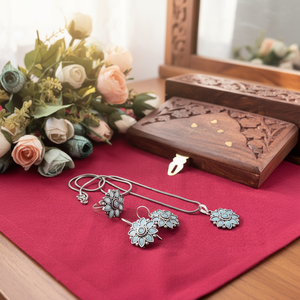 Jewelemarket Oxidised Plated Light Blue Combo Fashion Jewelry Set 11714347LBL - Product Image 3