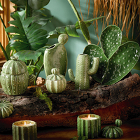 Assiettes de Présentation en Céramique Série Cactus Élément du Désert LovingHome Factory, Vert, Relief Gaufré, Ensemble de Vaisselle