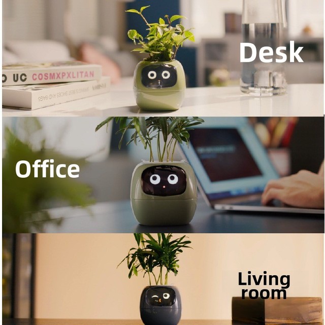 USB Rechargeable Intelligent Automatic Indoor Plant Pot Wood LED Grow Light Home Use Water-Absorbing Lazy Feature Small Flower