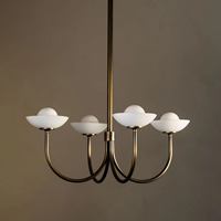 Lustre de ferme rustique lustre lanterne en laiton 4 lumières traditionnel clair biseauté verre nuances cuisine île pendentif