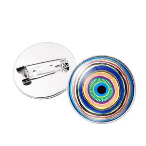 Pin de Ojo Turco Azul con Cuentas - Broche Metálico con Cúpula de Cristal para Solapa - 2.5cm, Diferentes Tamaños, Venta al por Mayor - Product Image 3
