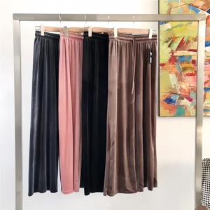 Spring Autumn Women <strong>Velvet</strong> Pants High Waist Loose Wide Leg <strong>Trousers</strong> Soft Smooth <strong>Lady</strong> Casual Long Pants - Product Image 5
