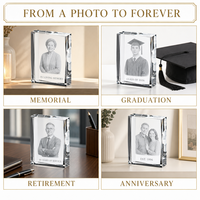 Cristal photo 3D gravé au laser sur mesure, portrait commémoratif, cadeau personnalisé, 100x130mm, 120x150mm, vente en gros, OEM