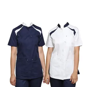 Kemeja tunik wanita, Atasan pakaian kerja wanita kerah lapel, seragam dokter kesehatan, dokter menyusui NHS - Product Image 1