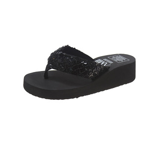 Nouvelles sandales compensées à paillettes pour <span class=keywords><strong>femme</strong></span>, collection été 2026 – Tongs de plage et chaussons scintillants - Product Image 5