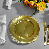 Assiettes de Présentation en Gros 13 Pouces, Style Victorien Antique, en Plastique de Luxe, Bord Gaufré Baroque Moderne, pour Dîner, Service et Événements