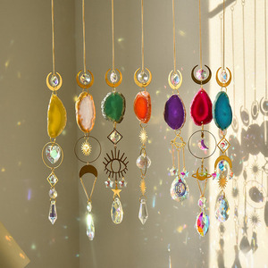 Meilleures ventes : Attrape-soleil <span class=keywords><strong>en</strong></span> éclats de cristal naturel et tranches d'agate, carillon éolien, ornement décoratif suspendu pour jardin - Product Image 1