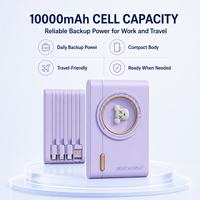 Batterie externe multi-appareils 10000 mAh avec câbles intégrés, chargeur de téléphone portable portable pour jusqu'à 4 appareils simultanément