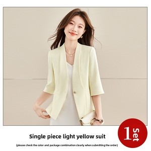 얀란 야후 연노랑 민소매 숏 블레이저 수출용 2026 봄 전문직 의상 유럽 동남아시아 인기 모델 - Product Image 6