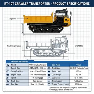 RUIBOTE <span class=keywords><strong>Transporteur</strong></span> sur chenilles 15 tonnes, Camion benne <span class=keywords><strong>à</strong></span> chenilles robuste, Moteur <span class=keywords><strong>Yanmar</strong></span>, Haute efficacité - Product Image 6