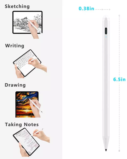 Active Metal & Plastic Stylus Pen for iPad Pro/Pencil with Palm Rejection and Long Battery Life