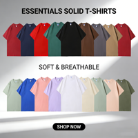 Kaos T-Shirt Katun Murni 260g Berat, Warna Solid, Kerah O, Bahu Jatuh, Model Pasangan, Multi-Warna, Kasual, Longgar, Lengan Pendek, Menyerap Keringat