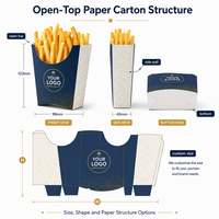 Boîtes à frites rigides en kraft avec logo personnalisé, pelliculage mat, doublure en éponge, cartons recyclables pour la restauration rapide