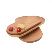 Plateau de service en bois massif de hêtre japonais, plateau à gâteau ovale sans peinture écologique pour les fêtes quantité minimale de commande 10 pièces