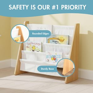Libreria Organizzatore JQ per Cameretta, Scaffale a <span class=keywords><strong>4</strong></span> Ripiani con Tasche Profonde per Libri dei Bambini - Product Image 3