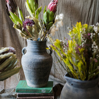 Style rustique rétro logo personnalisé poterie mariage décoration de bureau grand vase à fleurs vases en céramique pour la décoration intérieure